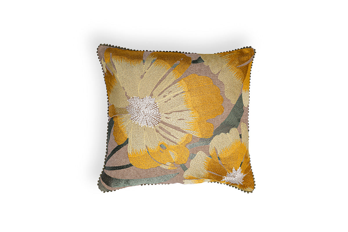 Aurora Bloom – Sunbeam Hand Embroidered Cushion Cover ( Set of 2 )