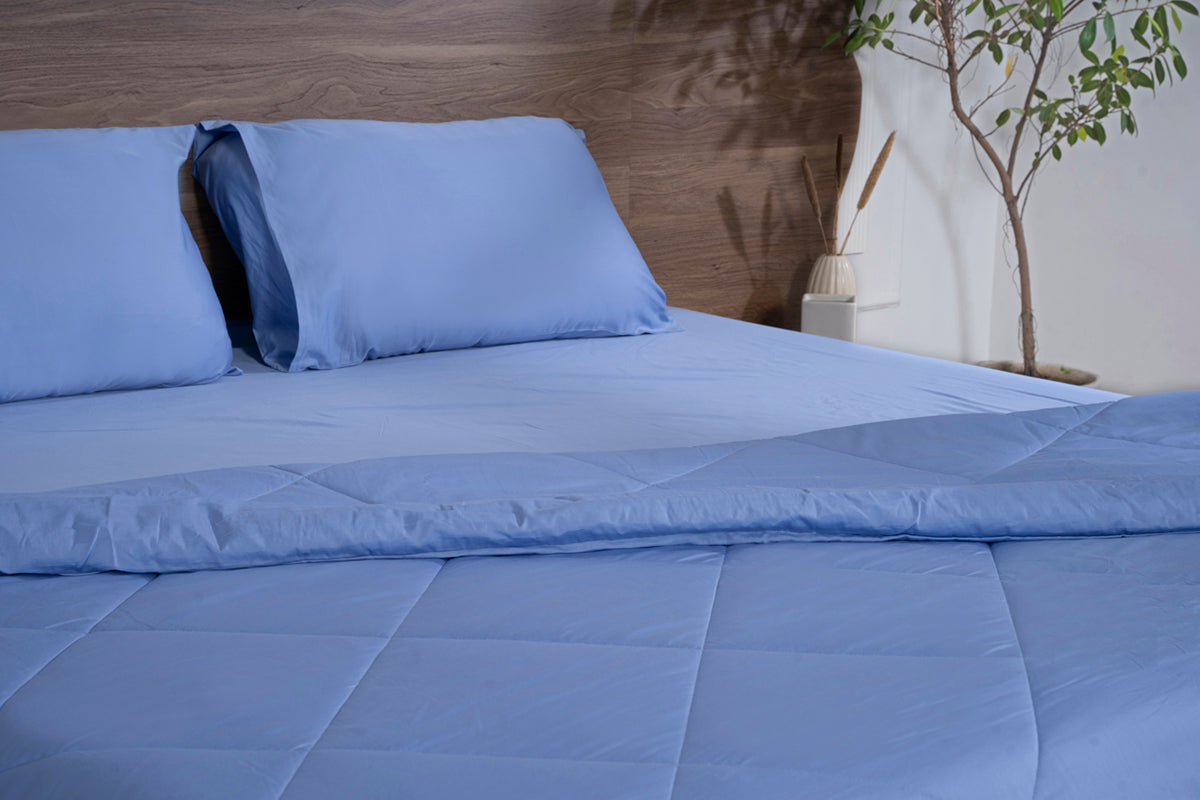 Bel Air Blue All Season Premium Cotton Solid Comforter 300 TC