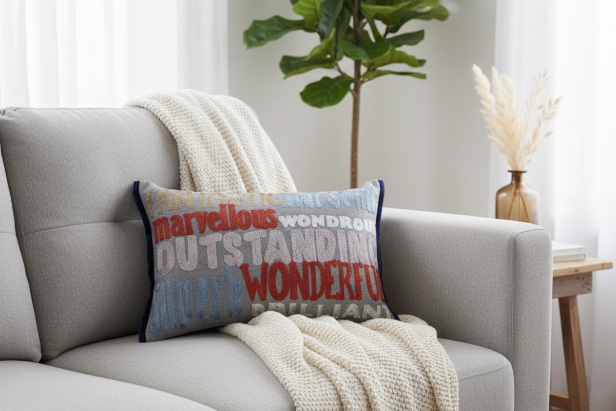 Bravo Bloq Embroidered Cushion Cover ( Set of 2 )