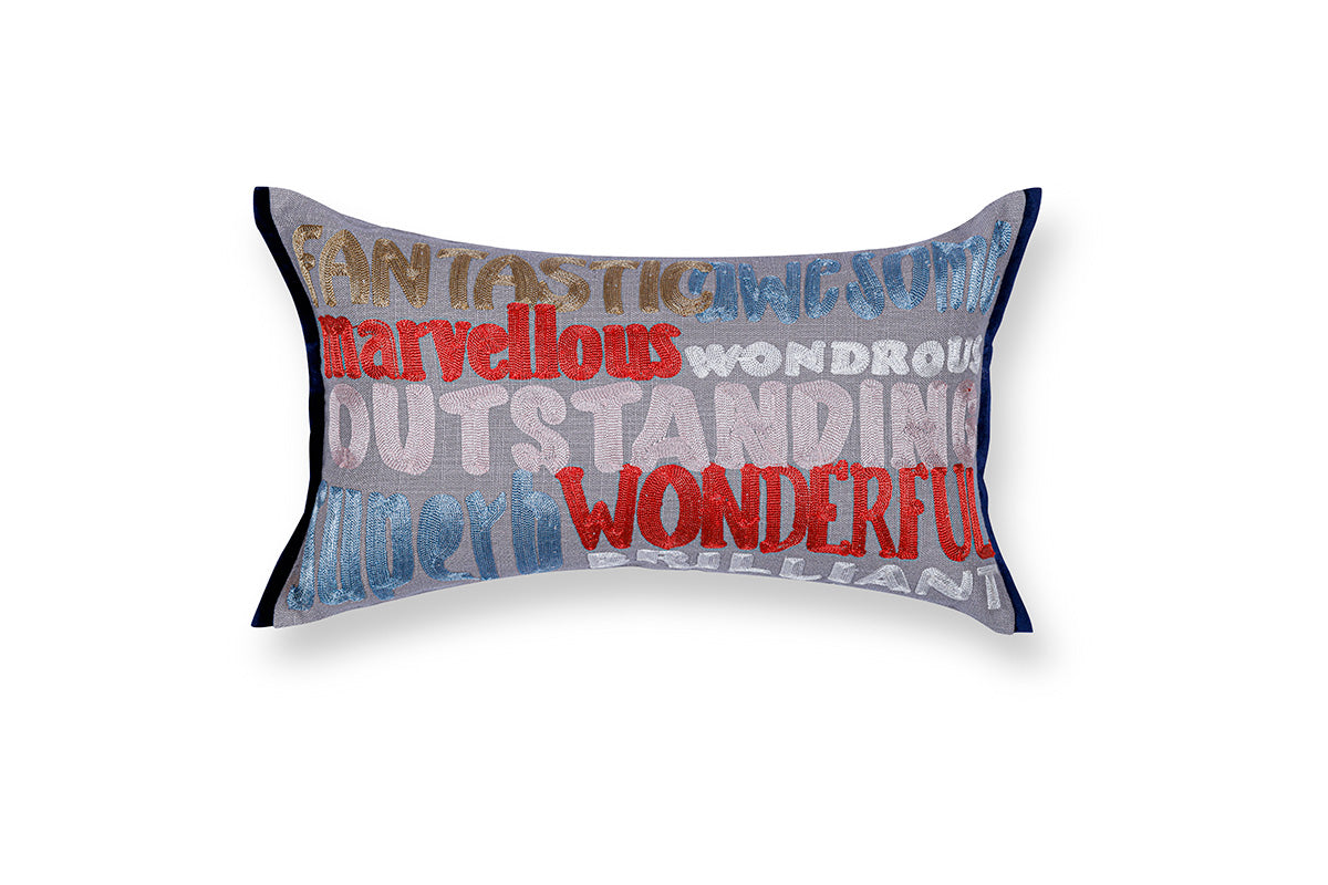 Bravo Bloq Embroidered Cushion Cover ( Set of 2 )