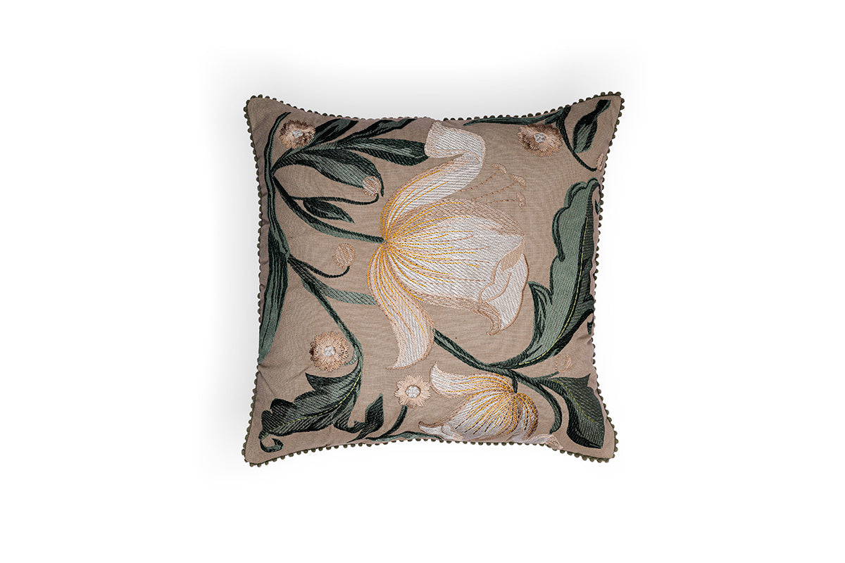Floraison Edit – Earthen Poise Hand Embroidered Cushion Cover  ( Set of 2 )
