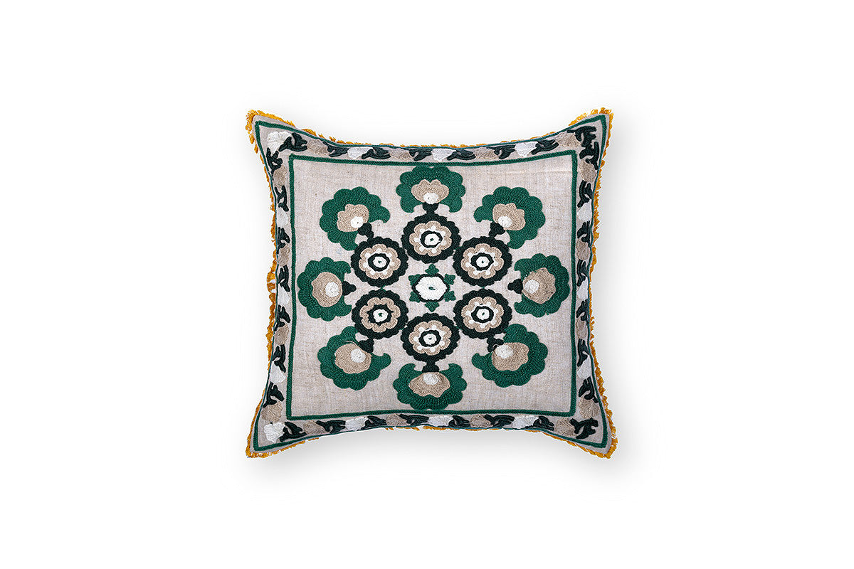 Mandala Charm Hand Embroidered Cushion Cover ( Set of 2 )