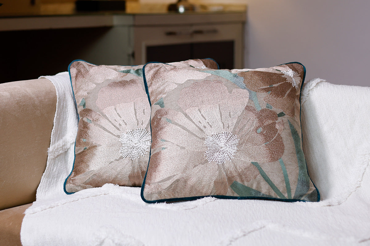 Nectar and Needle Embroidered Cushion Cover ( Set of 2 )