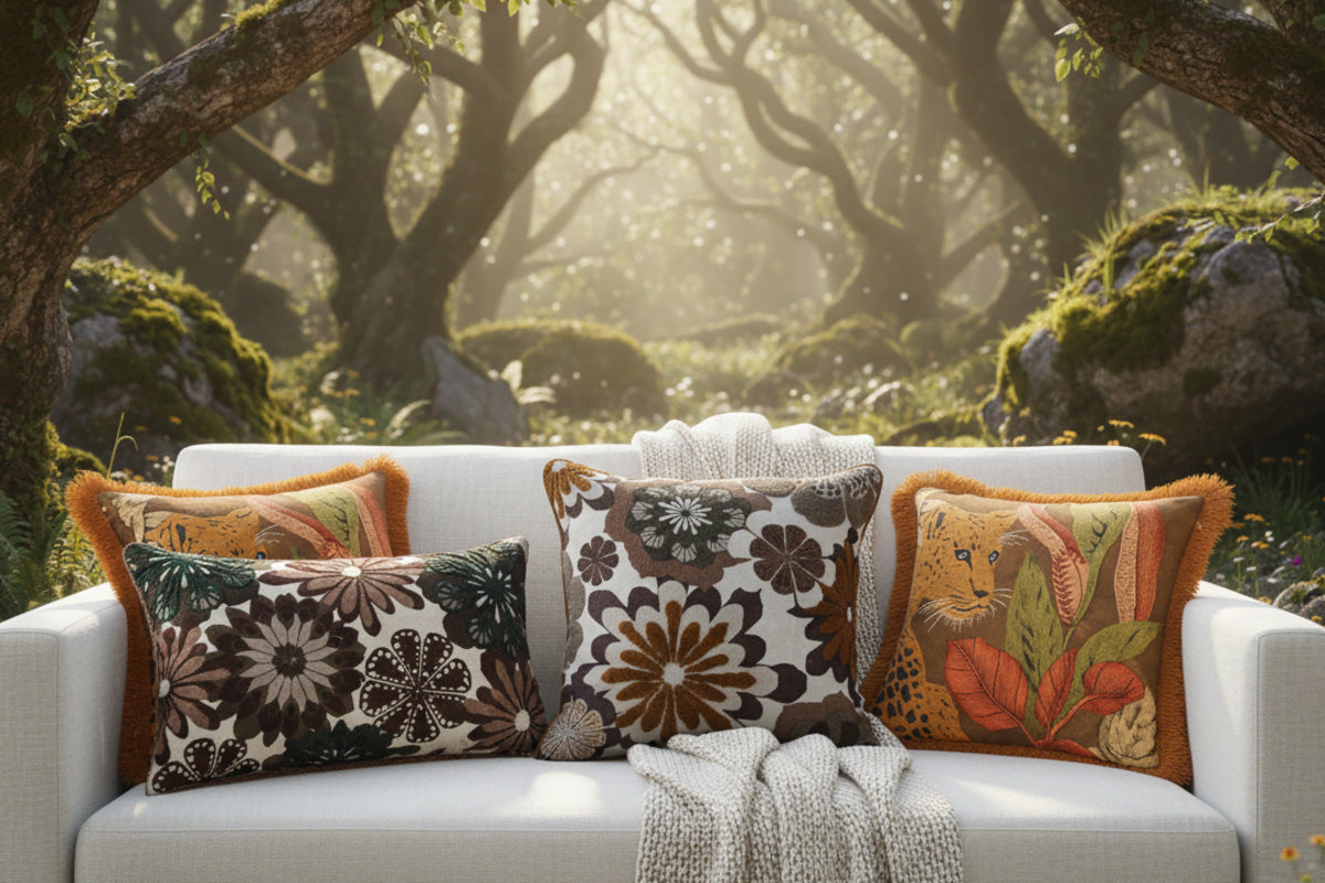 Wild Elegance Hand embroidered Cushion Cover ( Set of 2 )