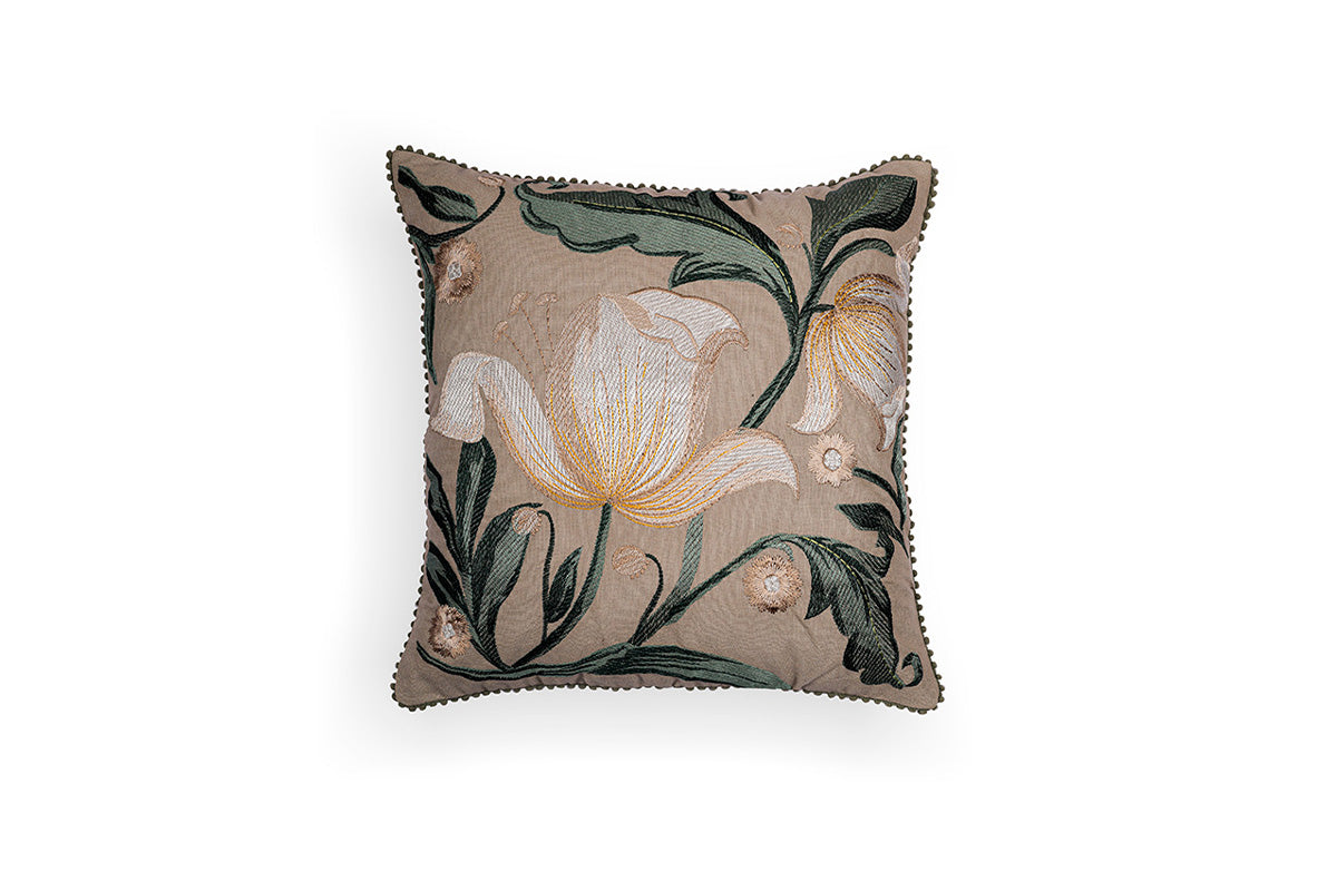 Floraison Edit – Earthen Poise Hand Embroidered Cushion Cover  ( Set of 2 )