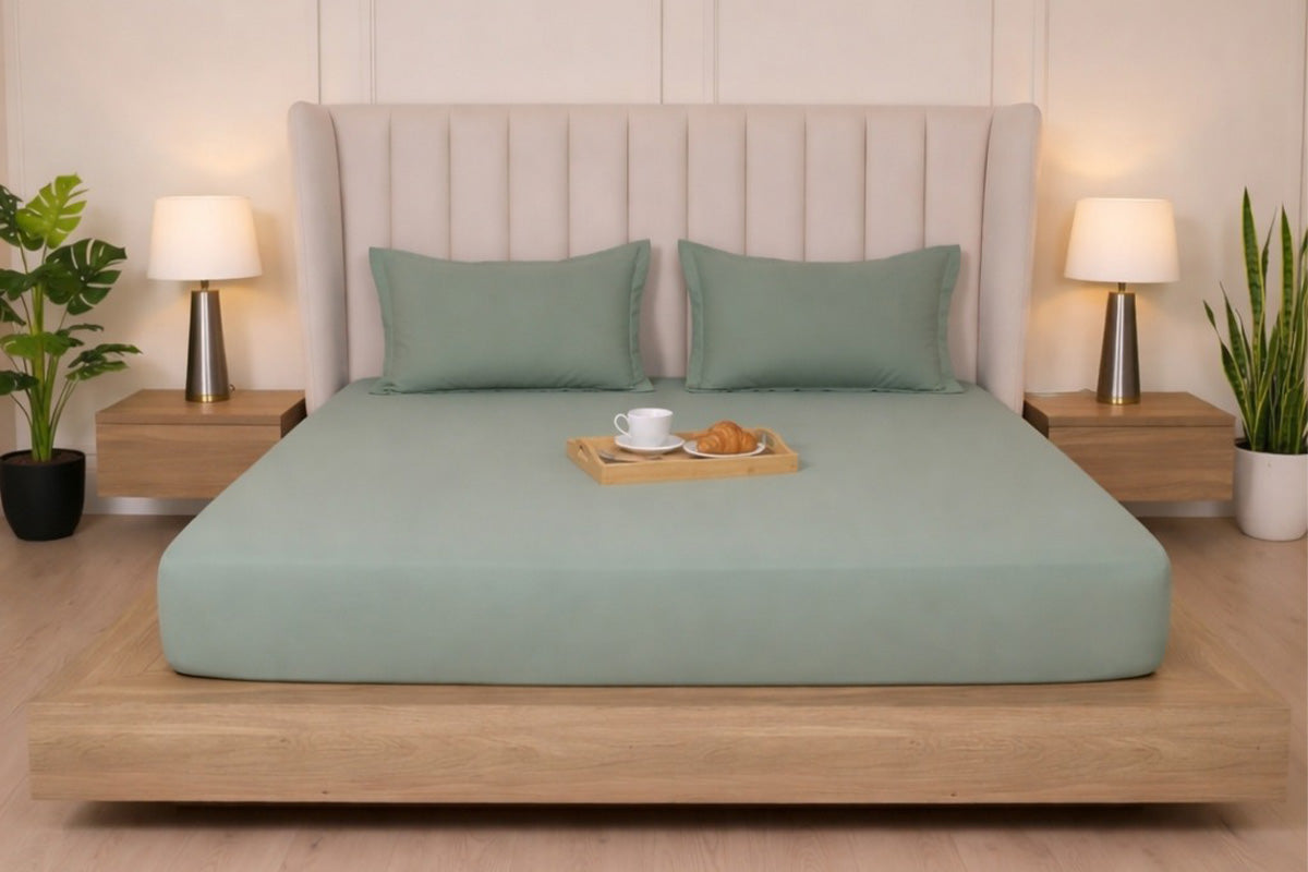 Minted Meadows Pure Cotton Solid Fitted Bed Sheet 300 TC
