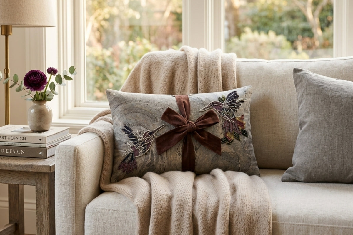 Atlannas Whispers Hand Embroidered Cushion Cover (Set of 2)