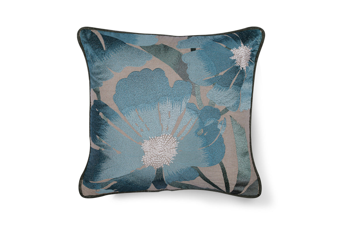 Aurora Bloom – Arctic Breeze Hand Embroidered Cushion Cover ( Set of 2 )