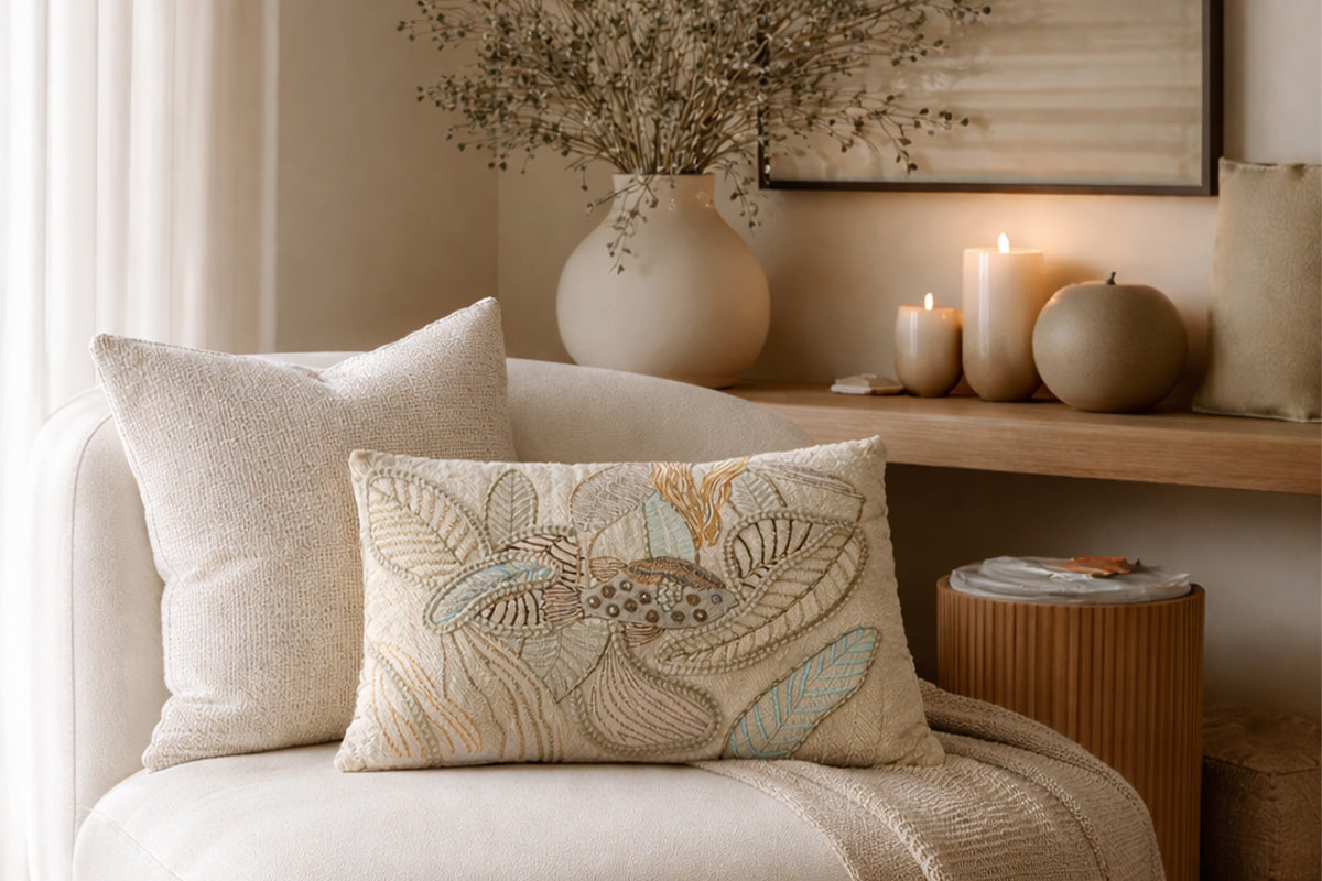 Azure Drift Handcrafted Cushion Cover ( Set of 2 )