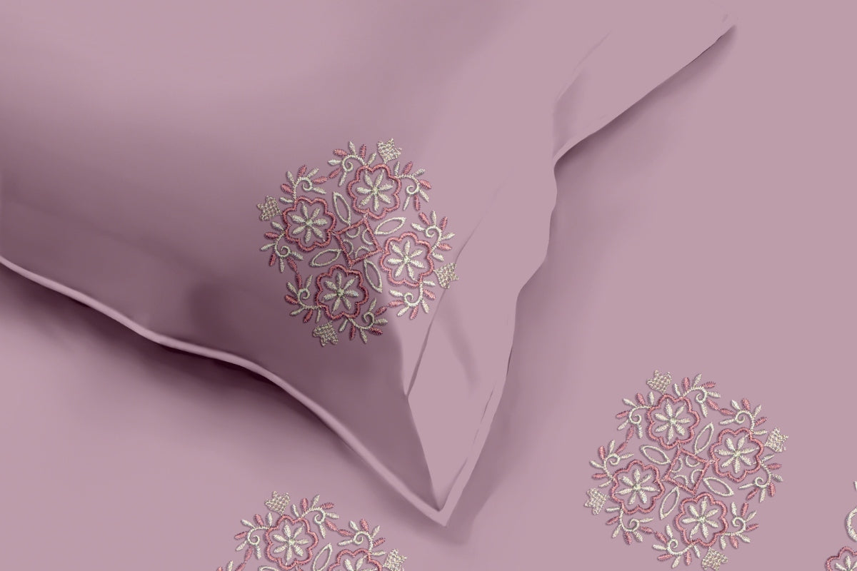 Blush Sonata - 300 TC Pure Cotton Embroidered Bedsheet