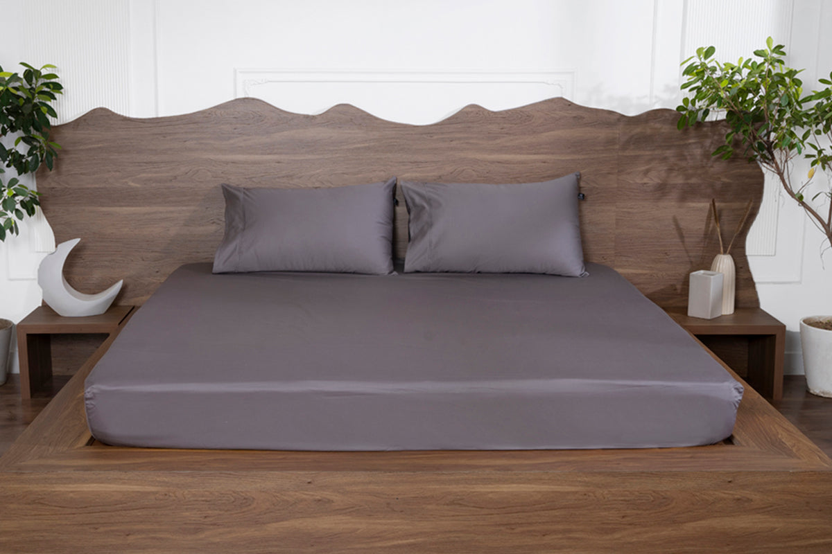 Celestial Cascade Pure Cotton Solid Fitted Bed Sheet 500 TC