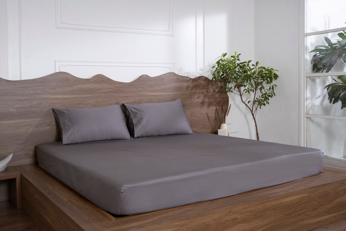 Celestial Cascade Pure Cotton Solid Fitted Bed Sheet 500 TC