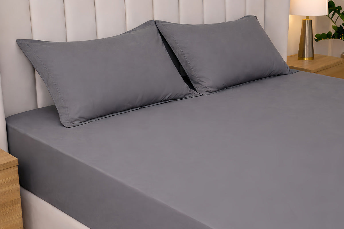 Celestial Cascade Pure Cotton Solid Fitted Bed Sheet 300 TC