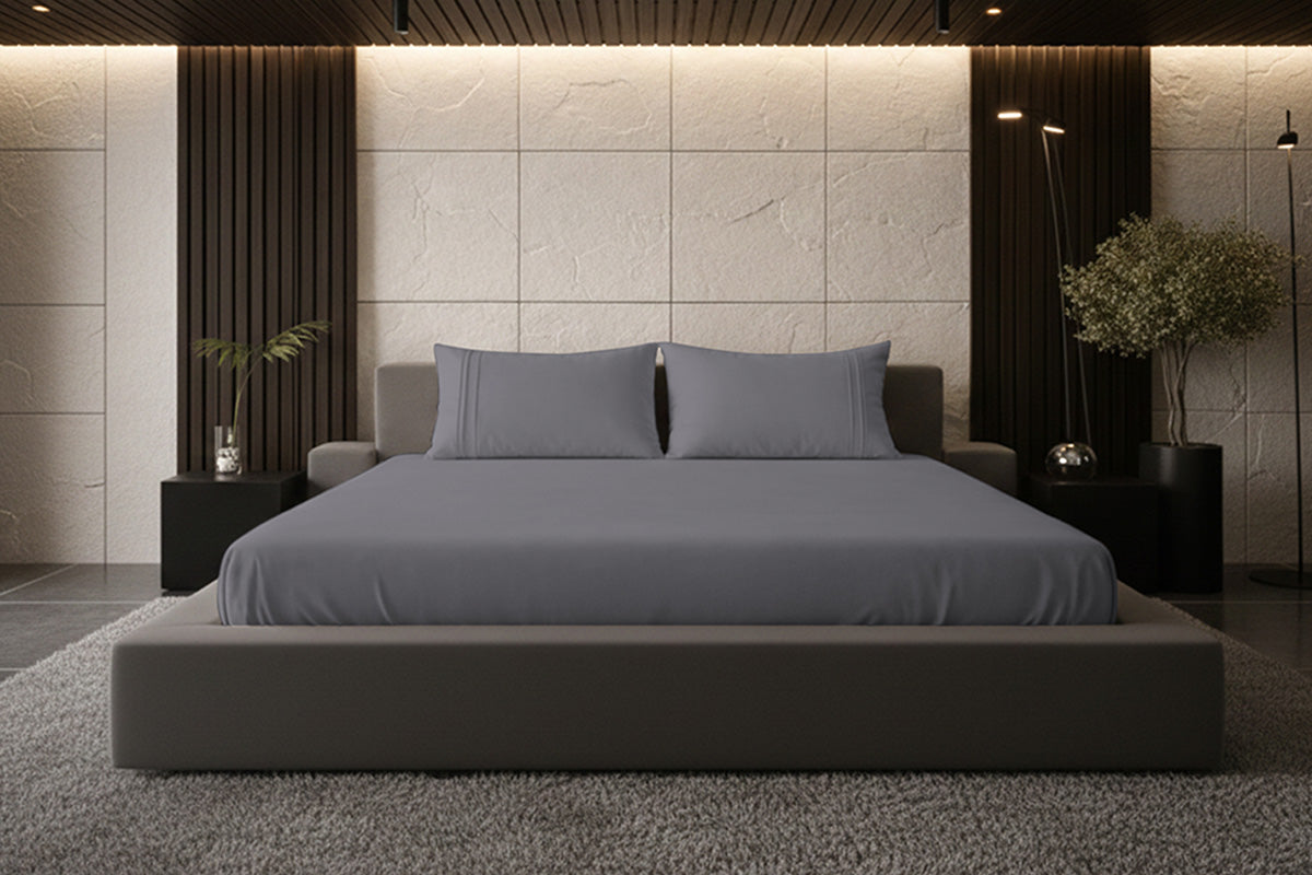 Celestial Cascade Pure Cotton Solid Fitted Bed Sheet 500 TC