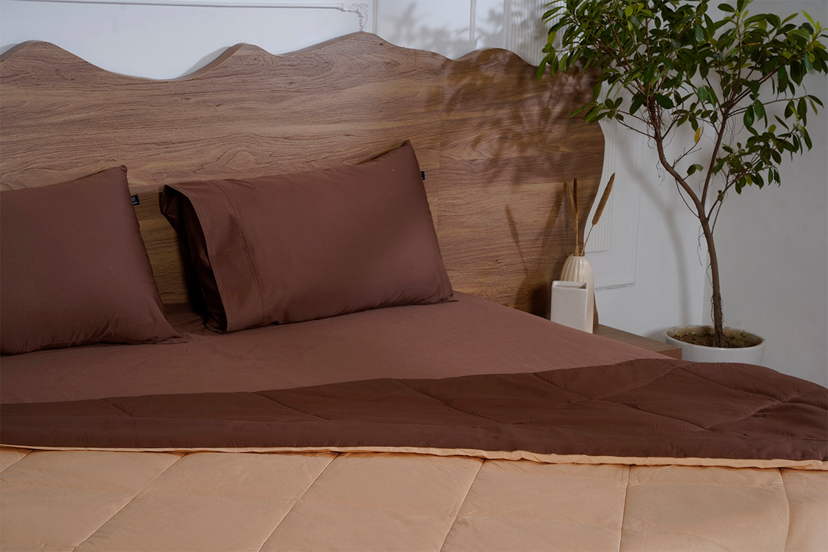 Cocoa & Biscotti Bliss All Season Pure Cotton Reversible Comforter 300 TC