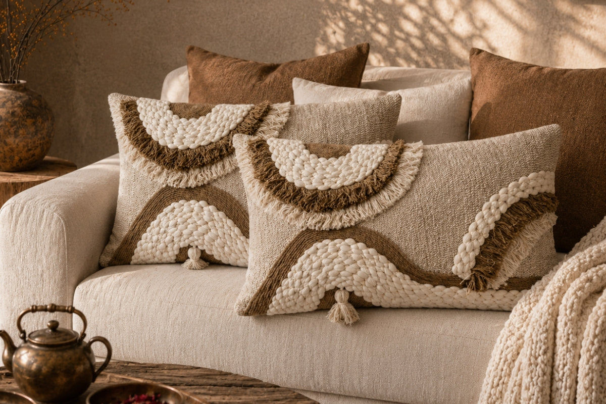 Dune Sculpt Hand Embroidered Cushion Cover (Set of 2)