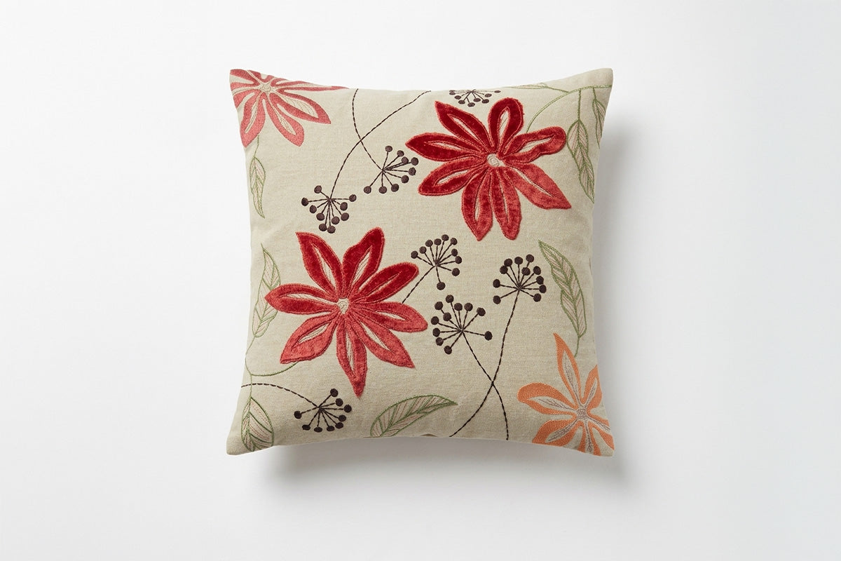 Garden Script Hand Embroidered Cushion Cover (Set of 2)
