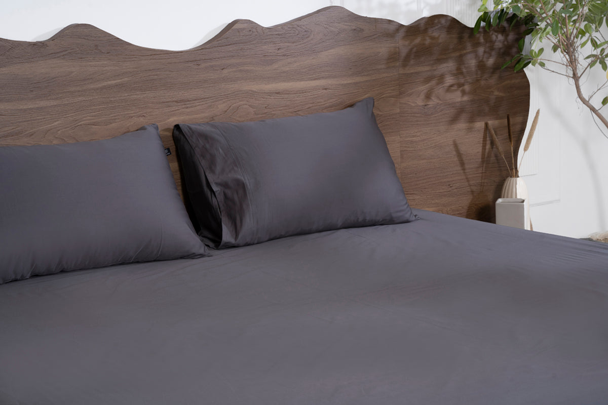 Granite Gray PureCotton Solid Fitted Bed Sheet 500 TC