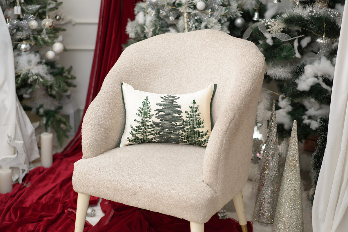 Highland Tree Embroidered Cushion Cover (Set Of 2)