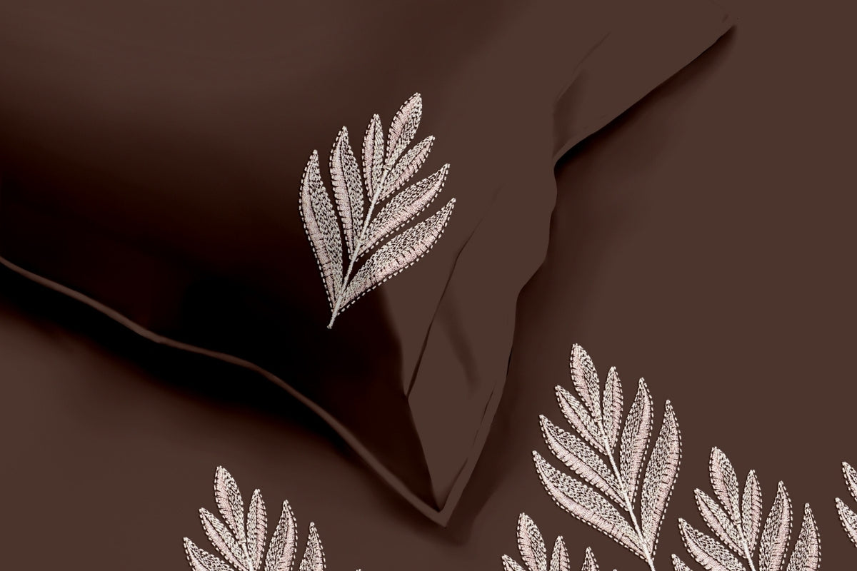 Imperial Cocoa - 300 TC Pure Cotton Embroidered Bedsheet