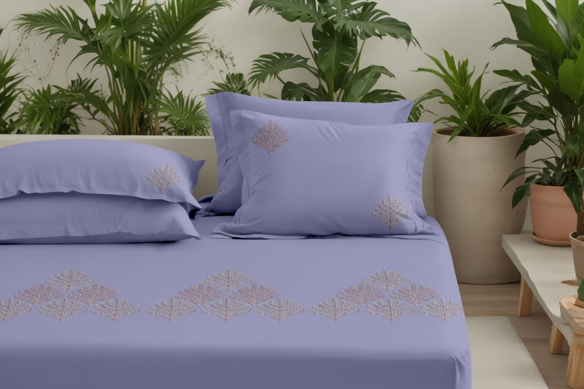 Imperial Fern - 300 TC Pure Cotton Embroidered Bedsheet