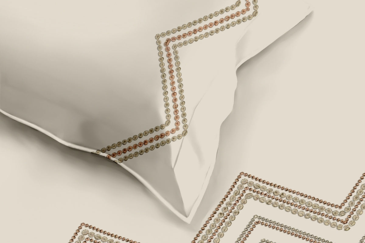 Ivory Sutra - 300 TC Pure Cotton Embroidered Bedsheet