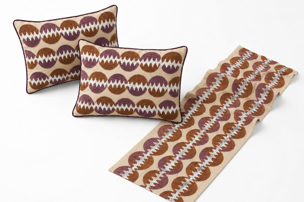 Linea Orbis Embroidered Bed Runner