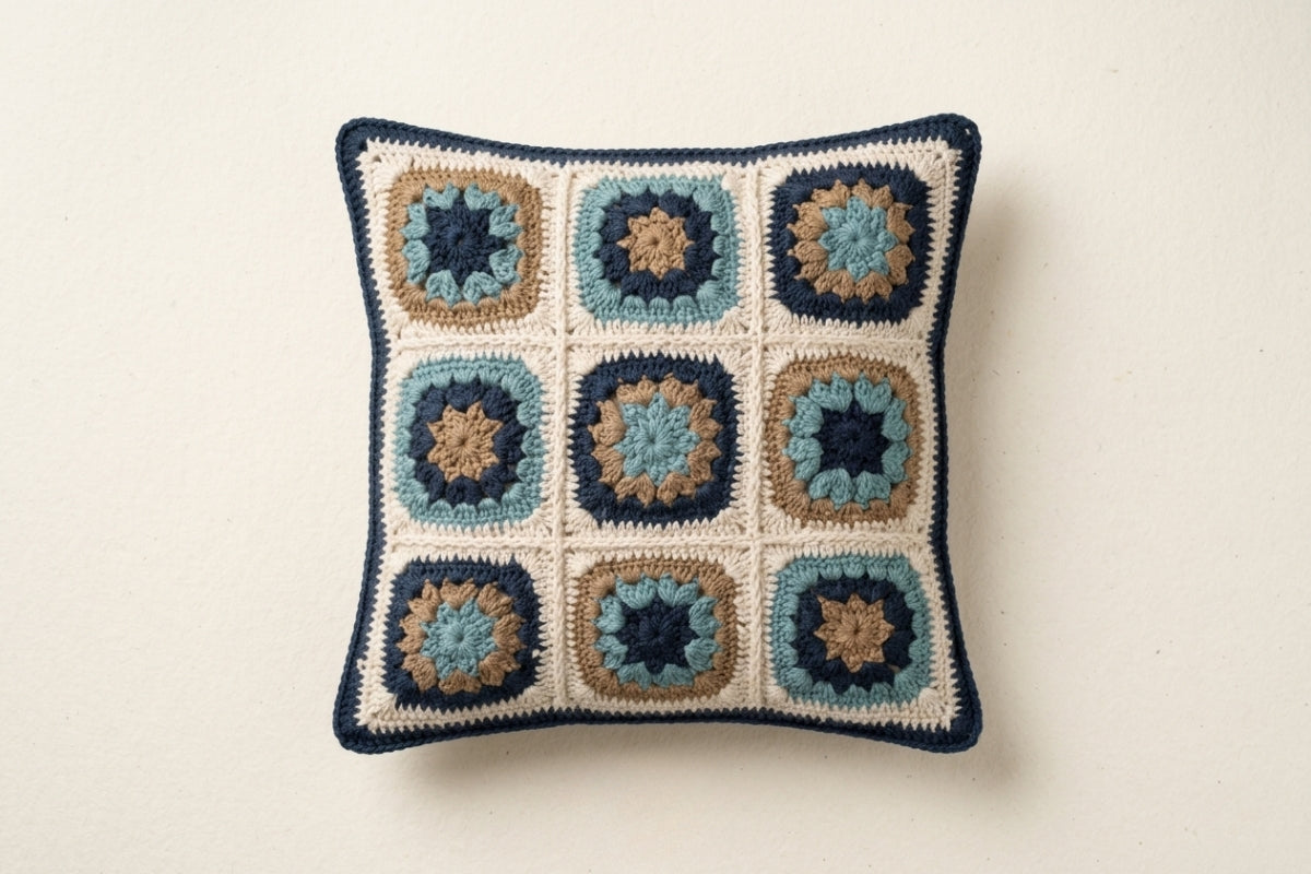 Loomie Grid Hand Embroidered Cushion Cover (Set of 2)