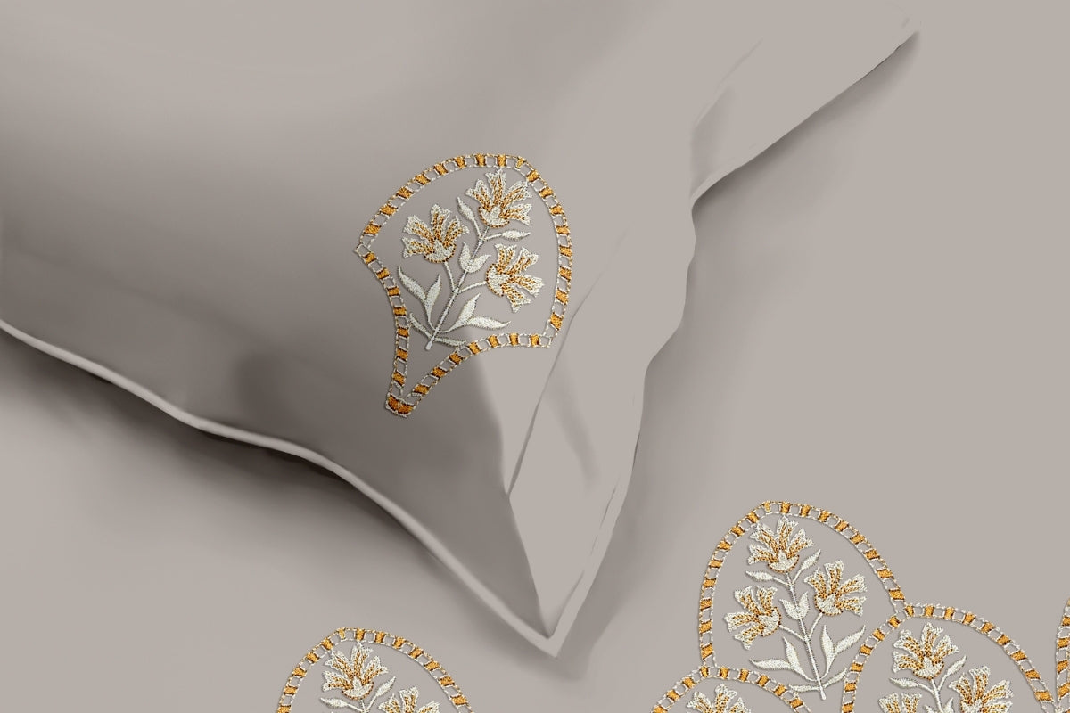 Lunara Veil - 300 TC Pure Cotton Embroidered Bedsheet
