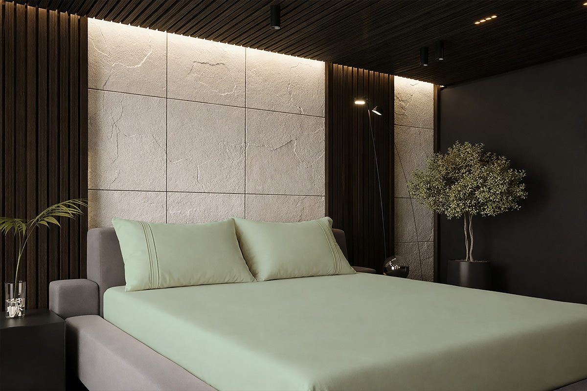 Minted Meadows Pure Cotton Solid Fitted Bed Sheet 500 TC