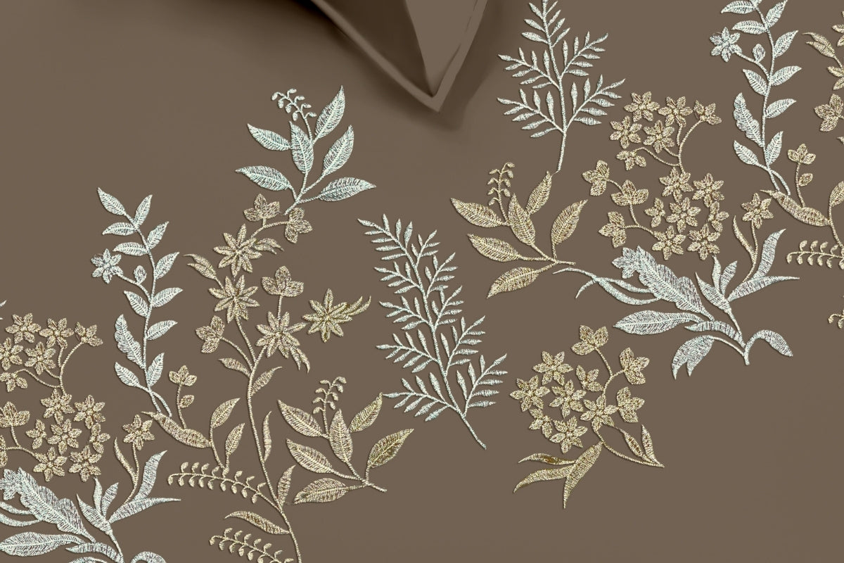 Mocha Grove - 300 TC Pure Cotton Embroidered Bedsheet