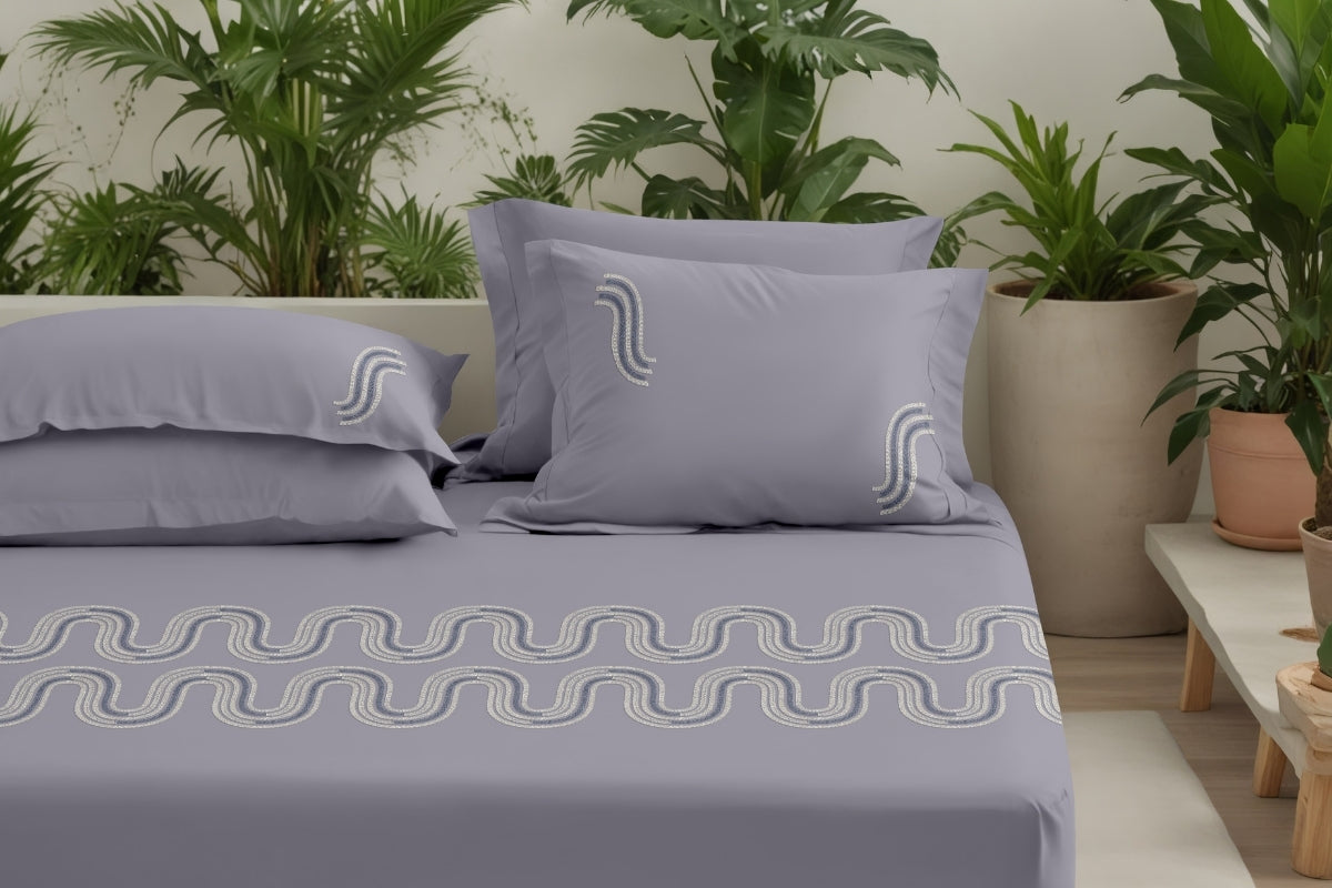 Nautical Crest - 300 TC Pure Cotton Embroidered Bedsheet