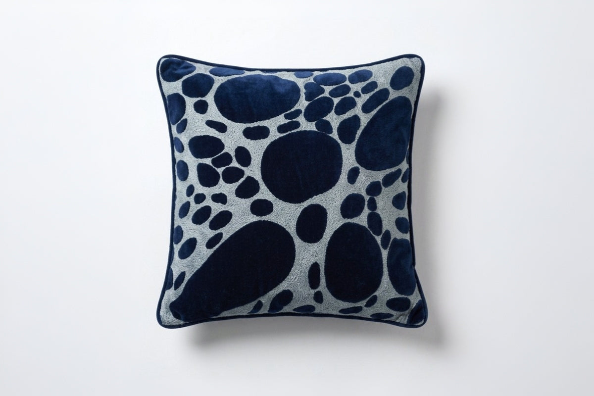 Obsidian Pebbles Hand Embroidered Cushion Cover (Set of 2)