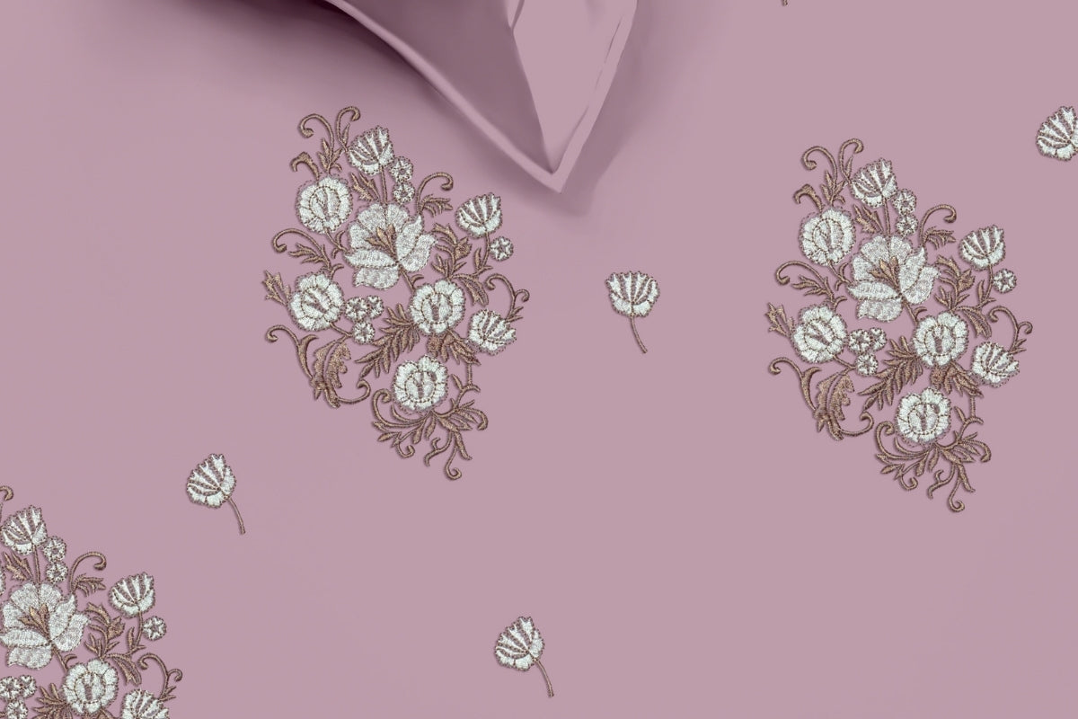 Roseitte Bouquet - 300 TC Pure Cotton Embroidered Bedsheet