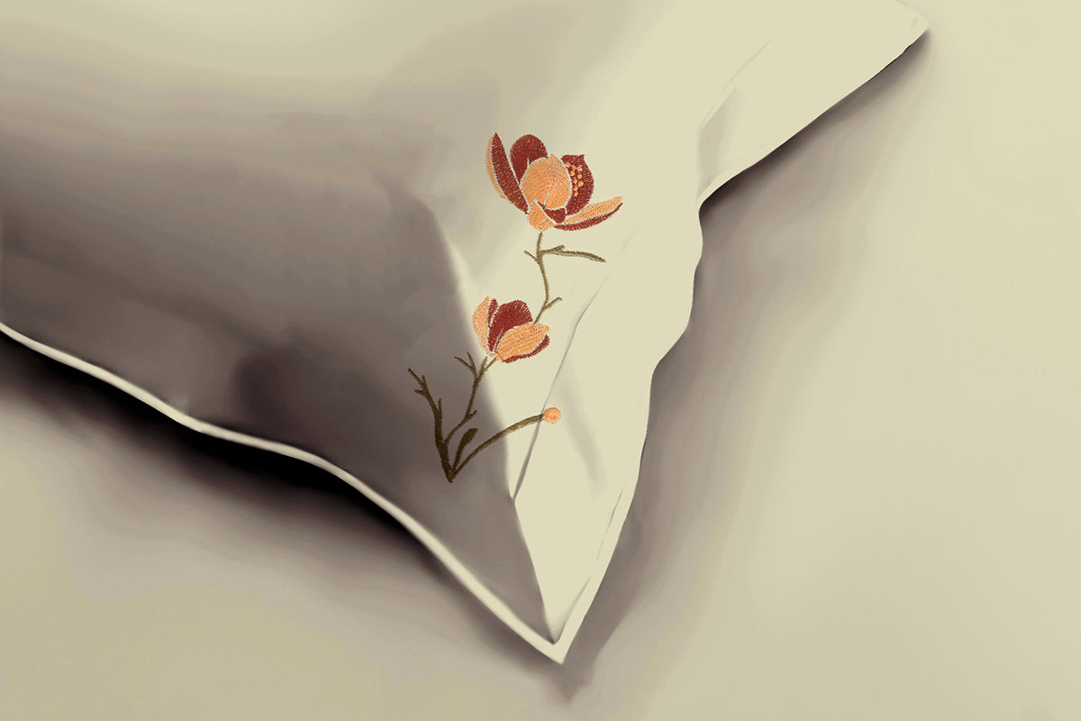 Rosewood Reverie - 300 TC Pure Cotton Embroidered Bedsheet