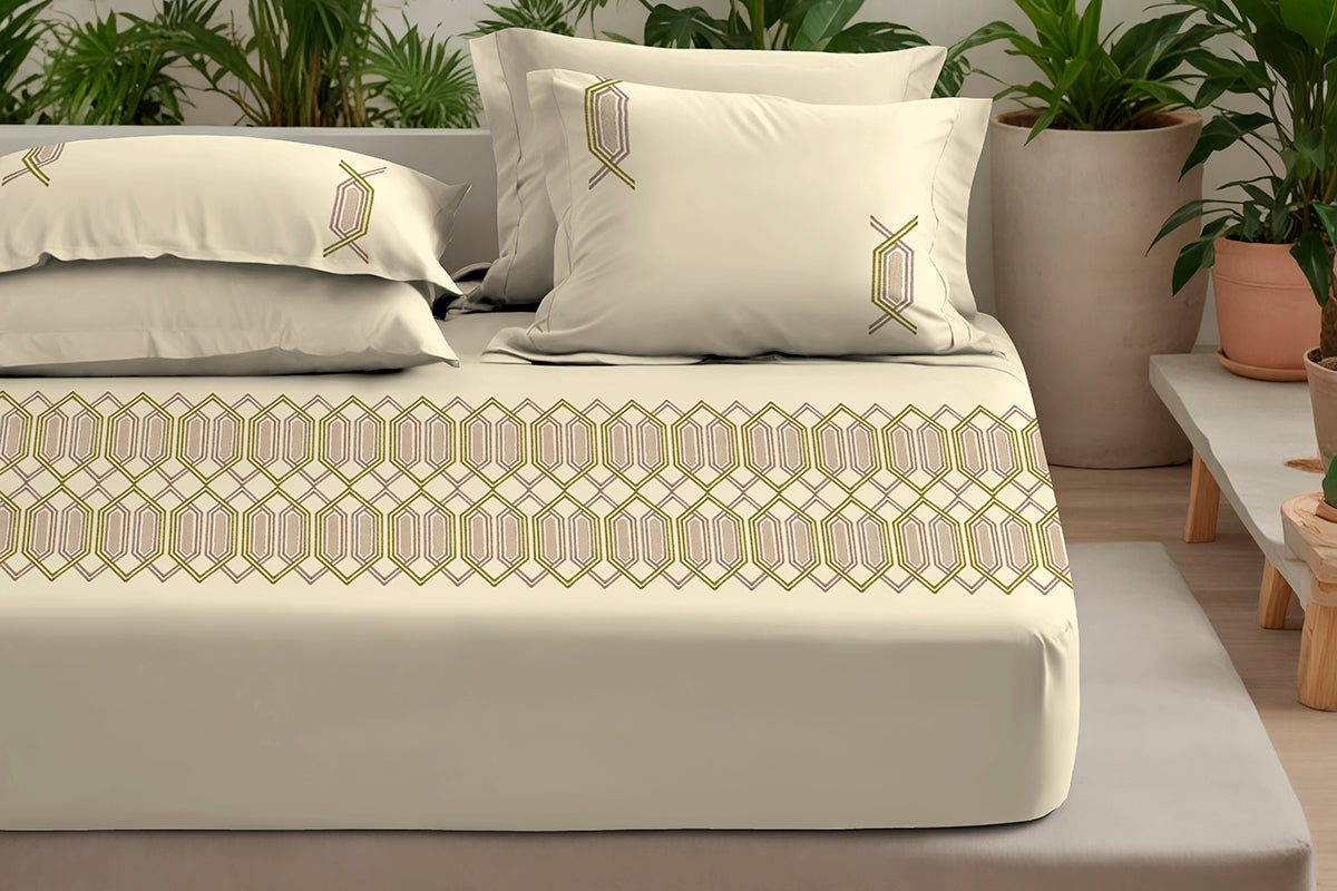 Sand Raga - 300 TC Pure Cotton Embroidered Bedsheet
