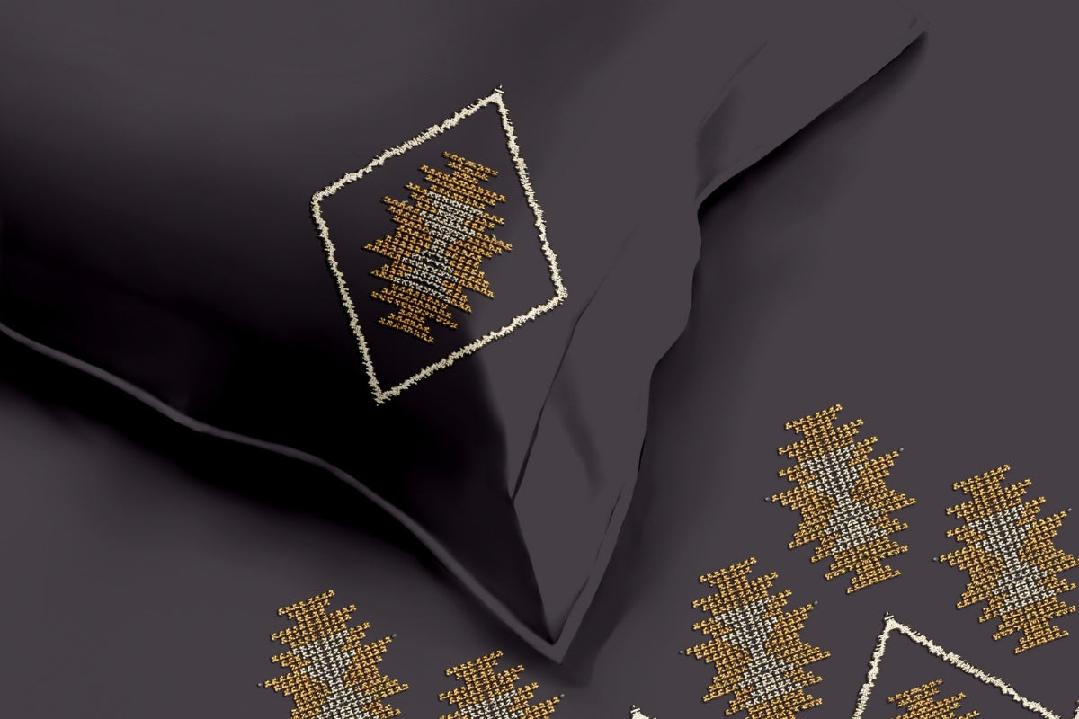 Slate Court - 300 TC Pure Cotton Embroidered Bedsheet