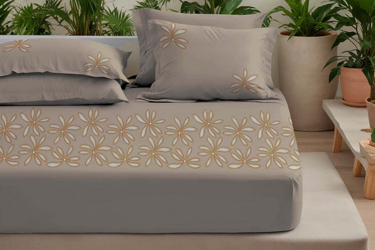 Tales of Tang - 300 TC Pure Cotton Embroidered Bedsheet