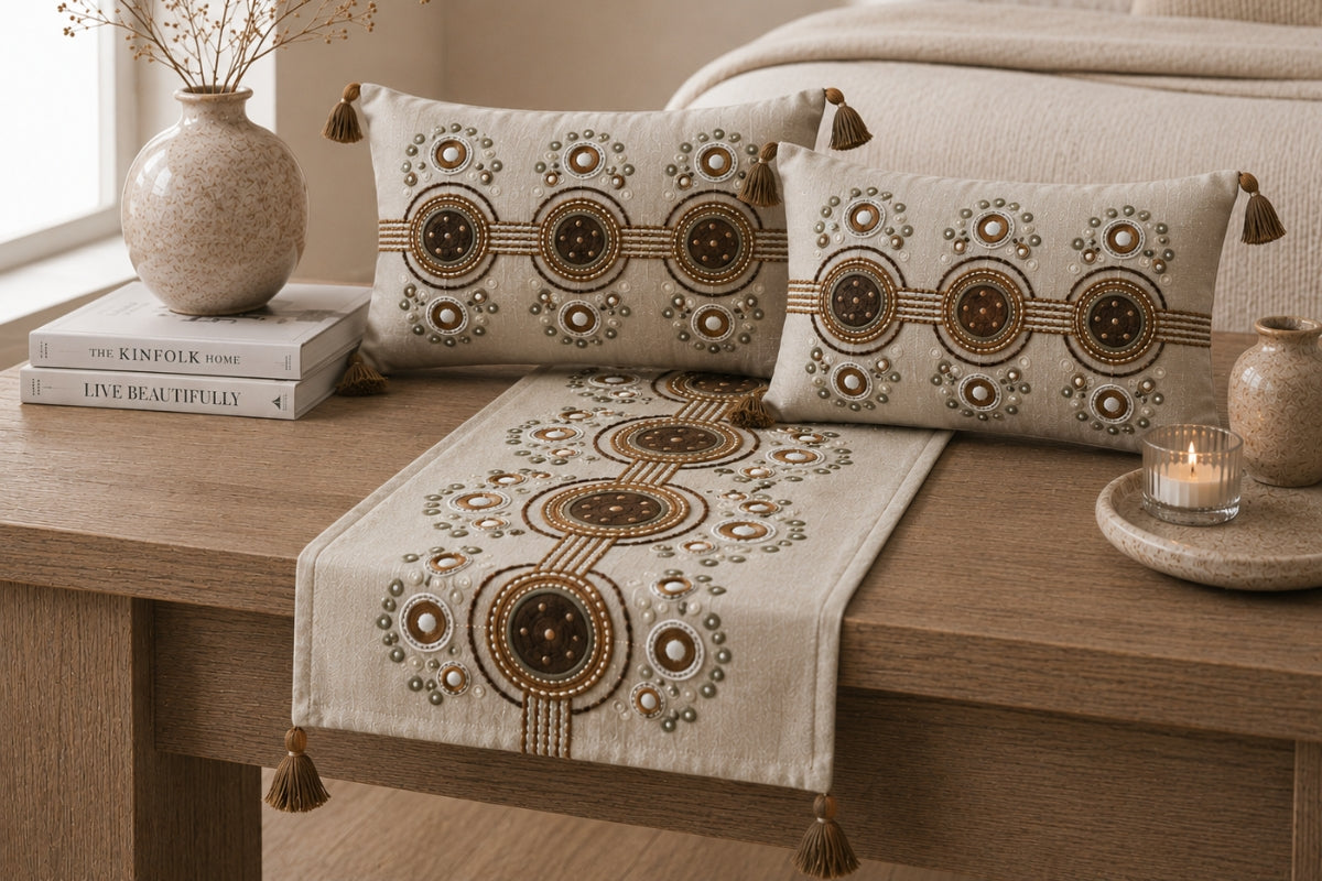Terra Rhythm Embroidered Bed Runner