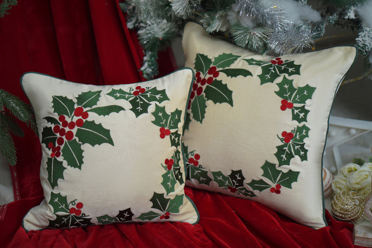 The Magical Wreath Embroidered Cushion Cover (Set Of 2)