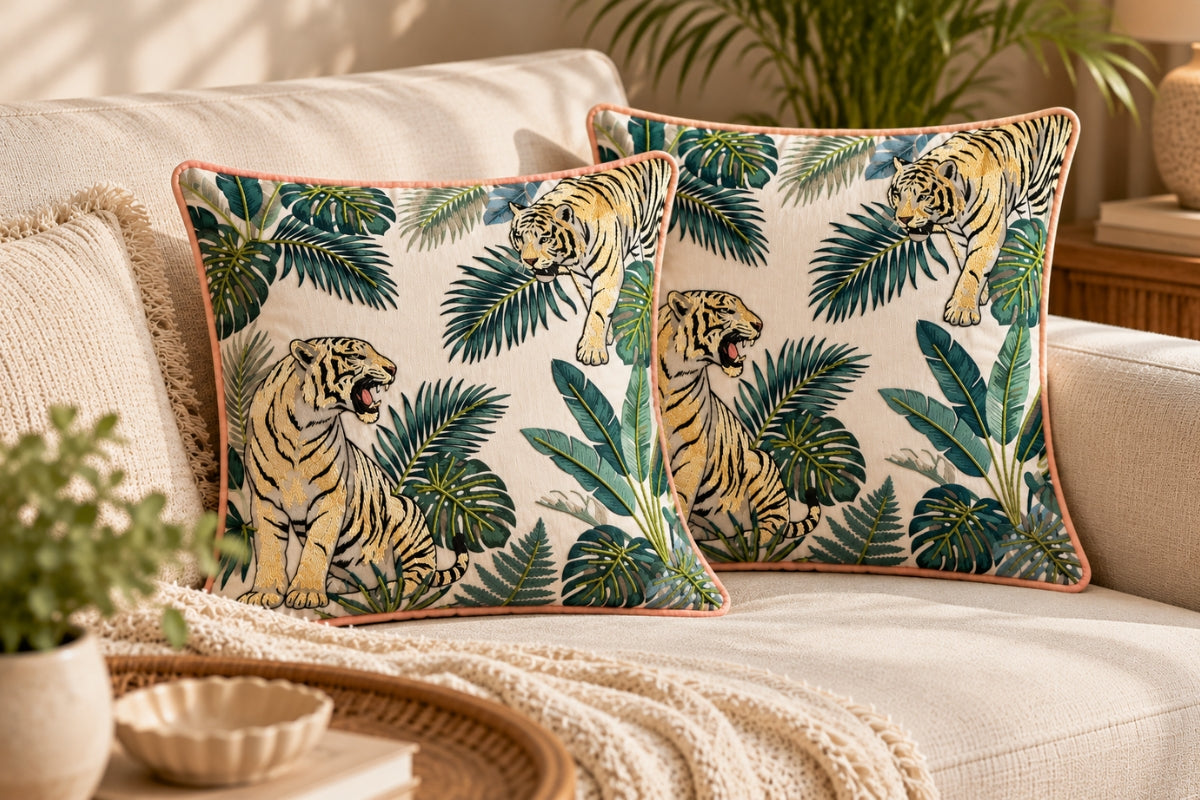 The Wild Prowl Handcrafted Cushion Cover