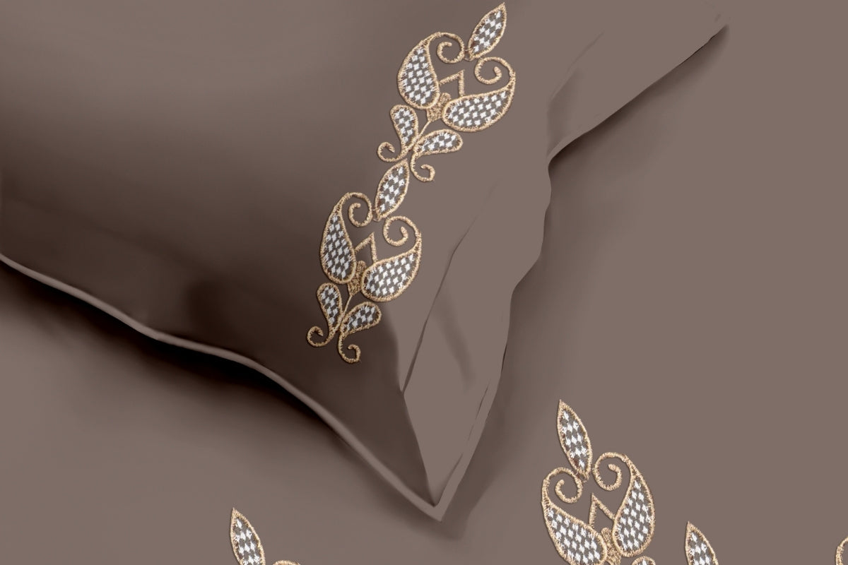 Velour Dune - 300 TC Pure Cotton Embroidered Bedsheet