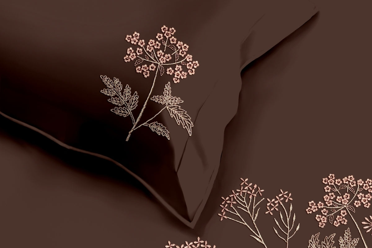 Woodland Ember - 300 TC Pure Cotton Embroidered Bedsheet