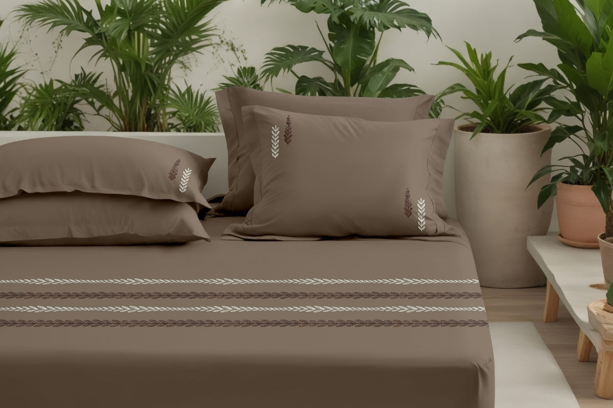 Woven Crest - 300 TC Pure Cotton Embroidered Bedsheet