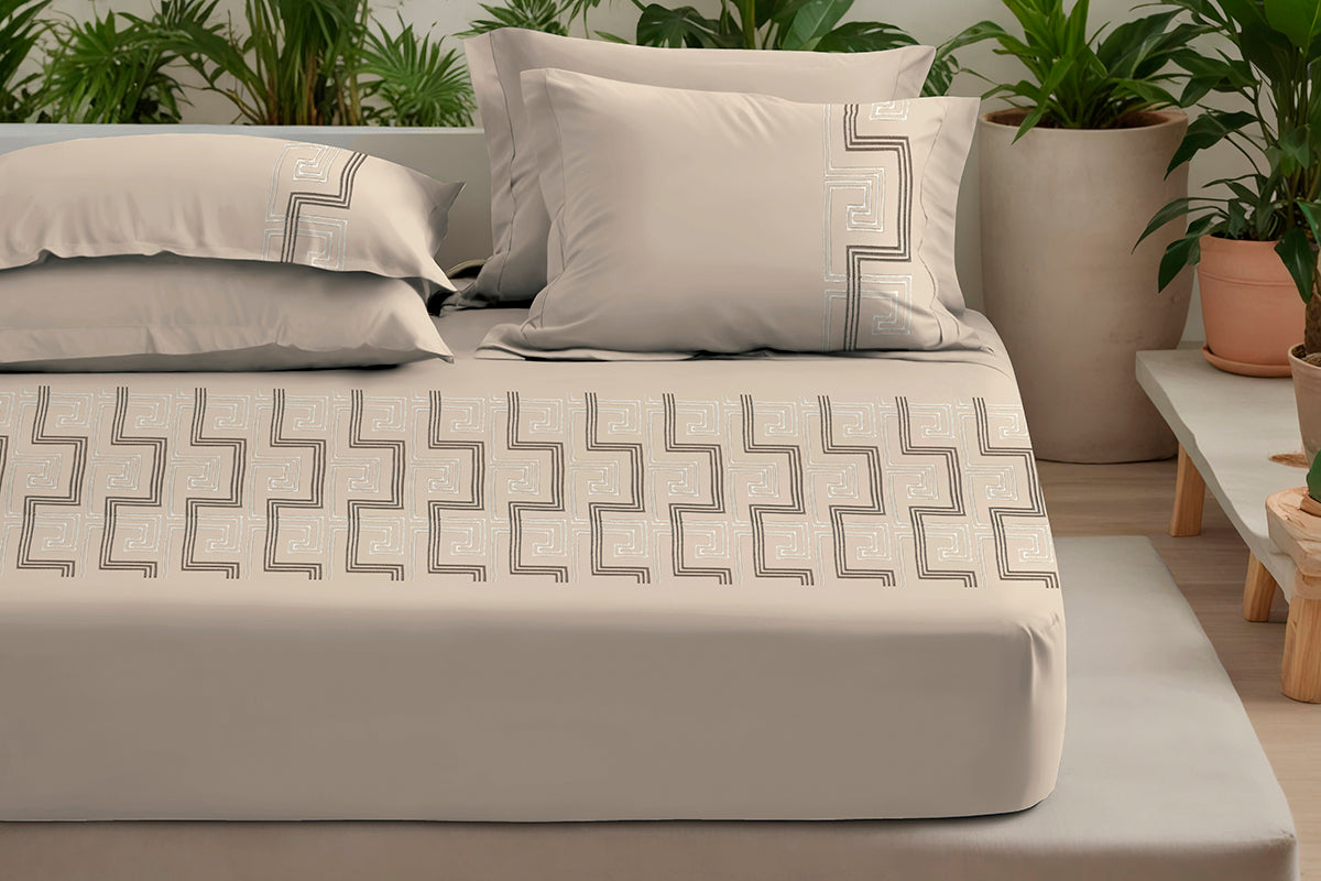 Woven Dynasty - 300 TC Pure Cotton Embroidered Bedsheet